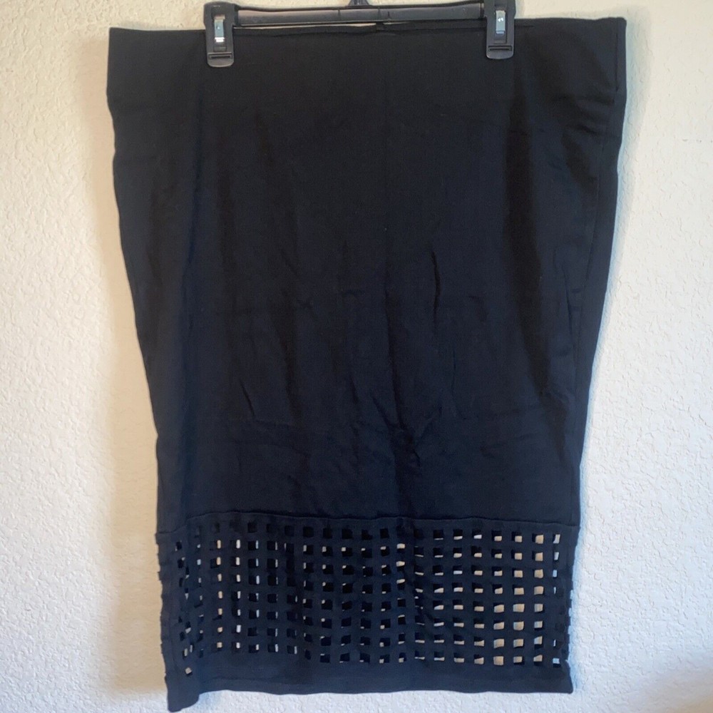 torrid Black Pencil Skirt with Laser-Cut Hem
